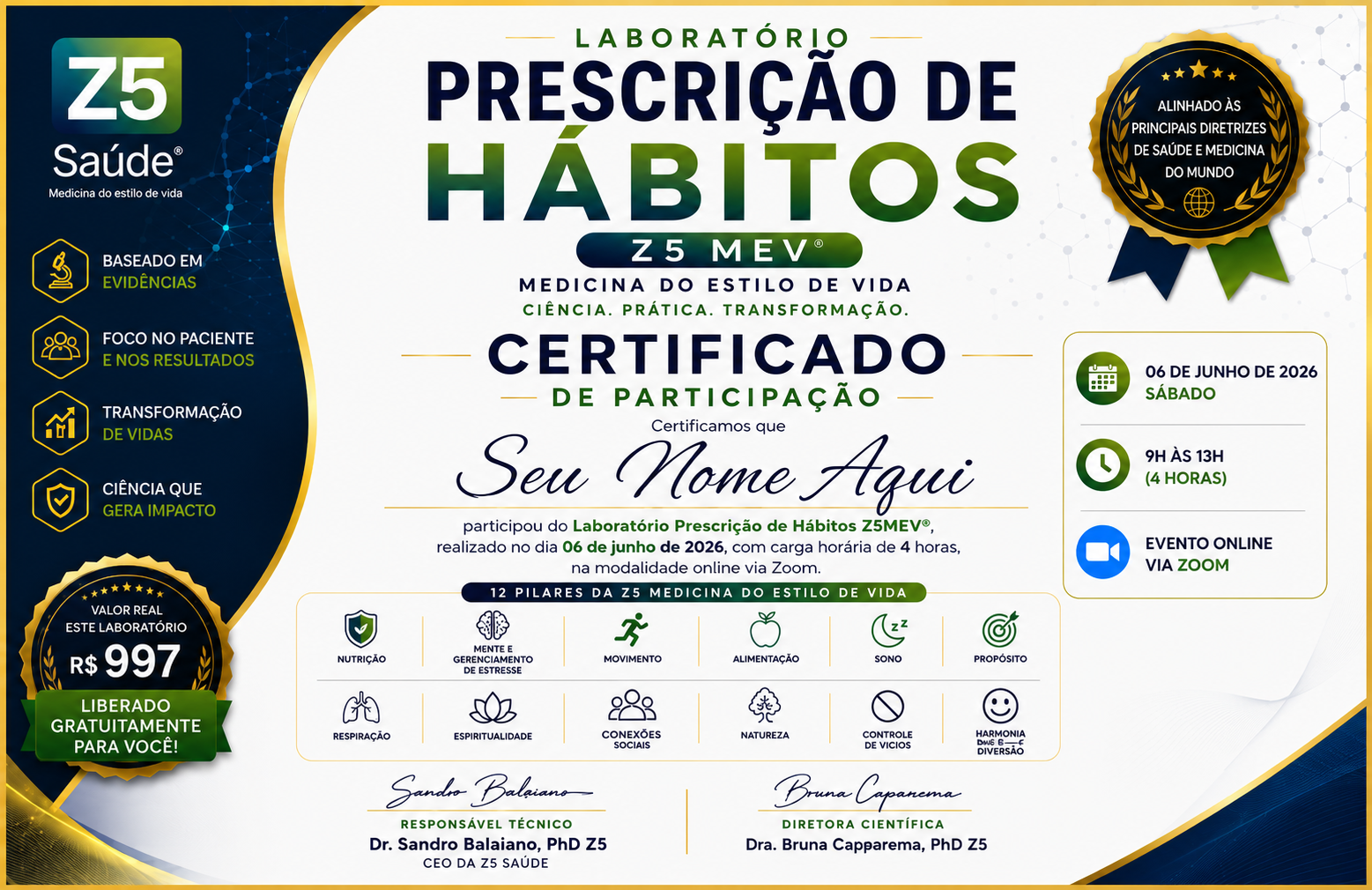 Certificado Laboratório de Prescrição de Hábitos Z5